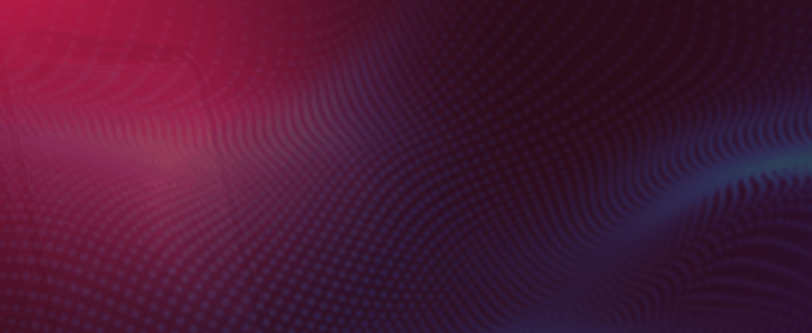 A wavy pattern in red and blue colors creates a dynamic background.
