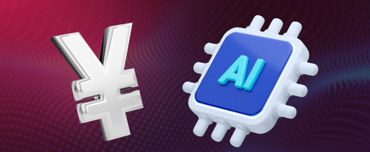 Visual featuring the AI symbol and the Yen currency symbol, illustrating the intersection of technology and finance.